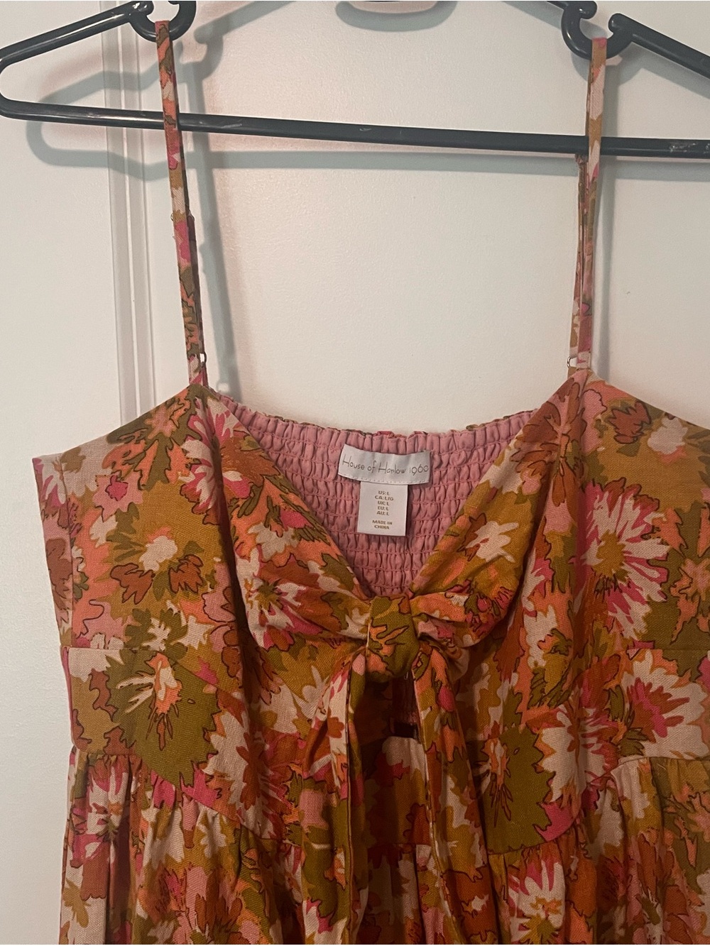 House of Harlow 1960 Tiered Floral Maxi Dress in Coral, Pink & Olive - Picture 3 of 5